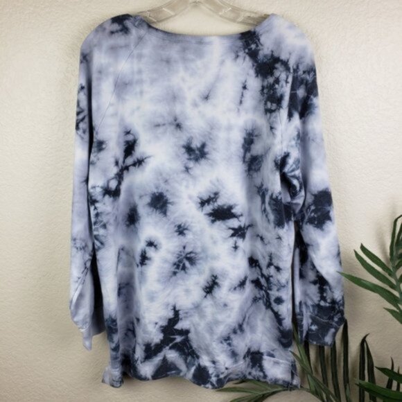 XCVI Wearables Lagenlook Tie Dye Print Tunic Top Sweatshirt V-neck size Large - Picture 7 of 13